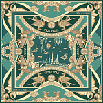 500019 Сувенирный платок "Казань драгоценная" изумруд, шелк 70% вискоза 30% МД Нины Ручкиной