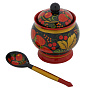 Сахарница с ложкой "Рябина". Хохлома, фотография 1. Интернет-магазин ЛАВКА ПОДАРКОВ