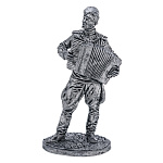 0080107 Олов.миниатюра некраш. 6-11мм Лейтенант Красной Армии с аккордеоном. 1944-45 гг. СССР