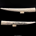  Бивень моржа  на подставке "Чукотка как она есть" Гравировка, Резьба