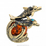 Статуэтка с янтарем "Дельфины", фотография 1. Интернет-магазин ЛАВКА ПОДАРКОВ