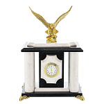 0044767/6621 Нат.камень Часы "ОРЕЛ" змеевик бронЗа