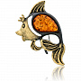 Брошь с янтарем "Рыба царевна" (коньячный), фотография 2. Интернет-магазин ЛАВКА ПОДАРКОВ