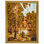 Картина янтарная "У лесного озера" 60 х 80 см