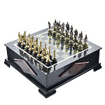 0028141 Нат.камень ШАХМАТНЫЙ ЛАРЕЦ "РУСЬ" с фигурами (6729)