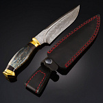 0060266 Оружие сувенирное Нож "Лис" дамаск дерев.,латунь, в П/У