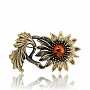 Брошь с янтарем "Цветок Календула", фотография 2. Интернет-магазин ЛАВКА ПОДАРКОВ