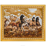Картина янтарная "Табун лошадей" 30х40 см