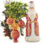 0021037 Хохлома Елочная игрушка в наборе "Дед Мороз" №1 4предм. (в/кат.) 86170000004