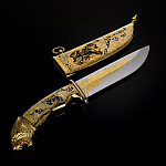 0046413 Златоуст Нож сувенирный подарочный  "ТИГР" цельномет.фианиты