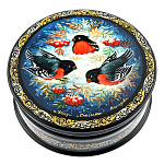 0048195/6*6см Шкатулка лаковая миниатюра Холуй"Снегири"137,