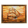 Картина янтарная "Корабль-парусник" 60х80 см, фотография 1. Интернет-магазин ЛАВКА ПОДАРКОВ
