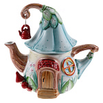 0064932 Гжель Чайник"Теремок" коллекционный (в цвете )