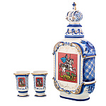 Питейный набор со штофом 500 мл и рюмками "Георгий Победоносец". Гжель