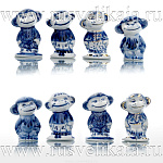 /зол Гжель СКУЛЬПТУРА "ОБЕЗЬЯНКА-МАЛЫШКА" 5-6см в ассортименте в золоте