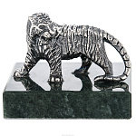 Статуэтка из серебра 925* на каменной подставке "Тигр"