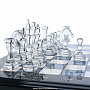 Шахматный ларец с перламутром и фигурами из хрусталя 48х48 см, фотография 5. Интернет-магазин ЛАВКА ПОДАРКОВ