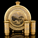 0068384/Ф Златоуст НАБОР ОХОТНИЧИЙ: фляга+3стопки в П/У