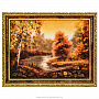 Картина янтарная "Осенний лес" 40х30 см, фотография 1. Интернет-магазин ЛАВКА ПОДАРКОВ