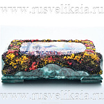 0026821/ФР/30*14*10см  ШКАТУЛКА "РУССКИЕ ПРОСТОРЫ" Змеевик, каменная крошка