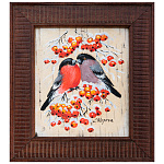 /13*15,5 см Береста КАРТИНА "Снегири" Авт.работа