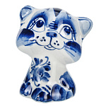 0078086 ГЖЕЛЬ Скульптура КОТЕНОК ЗАДУМЧИВЫЙ,  h=6 см