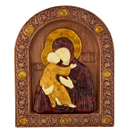 Икона янтарная "Владимирская Божья Матерь" 13х16 см