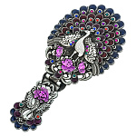 0090387 Сувенир Набор ЗЕРКАЛО ручка-подставка  "ПАВЛИН"синий