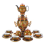 0012572/Н/-3л-Срвз-желудь Самовар электрический "Хохлома КЛУБНИКА" 3л на 6 персон