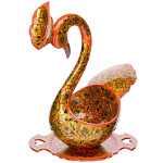 10286/ГТ  Хохлома Братина ЛЕБЕДЬ 47*40 С ПОДНОСОМ 35*26см