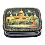 0044913/11*9см  Лаковая миниатюра Палех ШКАТУЛКА "Санкт-Петербург" Воронин