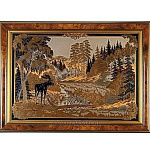 8531/23*33см Златоуст ГРАВЮРА "В таежных дебрях" в раме 0018