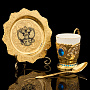 Кофейная пара с позолотой и фианитами "Герб РФ". Златоуст, фотография 9. Интернет-магазин ЛАВКА ПОДАРКОВ