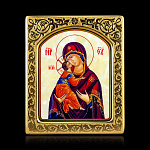 0066547-0045 Икона рукописная Владимирская Божия Матерь перламутр 150-180 мм рама сус зол