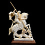Скульптура из бивня мамонта "Георгий Победоносец" на деревянной подставке, фотография 1. Интернет-магазин ЛАВКА ПОДАРКОВ