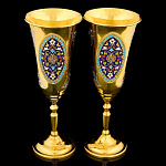 0054703 Серебро 875* НАБОР ИЗ 2 ФУЖЕРОВ гравировка,, эмаль В П/У 380,7