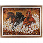 Картина янтарная "Лошади, бегущие по воде" 100х80 см, фотография 1. Интернет-магазин ЛАВКА ПОДАРКОВ