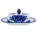 0072425 Гжель МАСЛЕНКА "РОЗА"в кобальте (СТС)