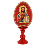 0063243/11см ЯЙЦО ПАСХАЛЬНОЕ С ЛИКОМ "ВСЕДЕРЖИТЕЛЬ" на подставке 17см  (дерево)