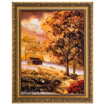 300355-НП  Картина Янтарная "ДОМИК У РЕКИ" 30*40см