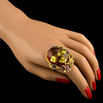 0050409/Кольцо 720020 вст.янтарь/фианит р/п (Ag 925)