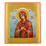 0069534 ИКОНА рукописная "БМ УМЯГЧЕНИЕ ЗЛЫХ СЕРДЕЦ"сусальное золото,чеканка 27*31 см