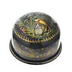 -Еж  лаковая миниатюра ШКАТУЛКА для колец/запонок"Ежик"d=7.5см h=5см Авт.Краснов