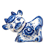 /золото Гжель СКУЛЬПТУРА "БЫК-КОПИЛКА"   20*15*10см