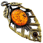 0045234/2189.4 Брошь Лист Папоротника (коньячный)