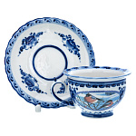 006519 Гжель Чайная пара Снегири