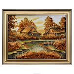 Янтарная картина "Дома у воды" 37х47 см