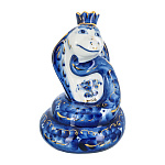 006535 Гжель Скульптура СИМВОЛ ГОДА "СКАРАПЕЯ" в зол Н-16см L10,5см В 10,5см