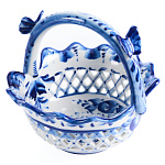 0072894 ГЖЕЛЬ Конфетница Корзина круглая с бабочкой   в коб 17*16*16,5 СМ