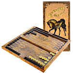 0039152 НАРДОВАЯ ДОСКА 640*600*80 "АРГАМАК" в кейсе (янтарь, светл.мореный дуб)